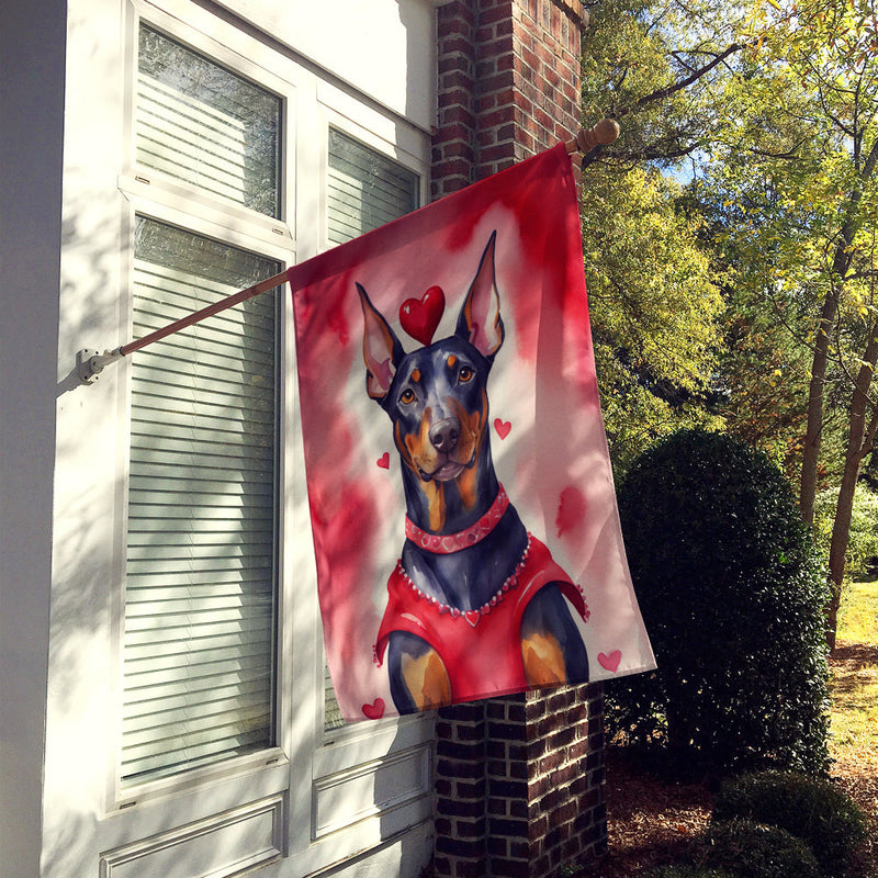 Doberman Pinscher My Valentine House Flag