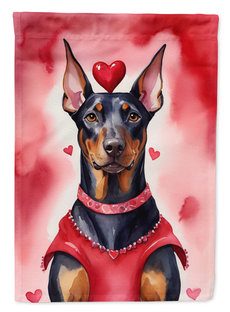 Doberman Pinscher My Valentine House Flag