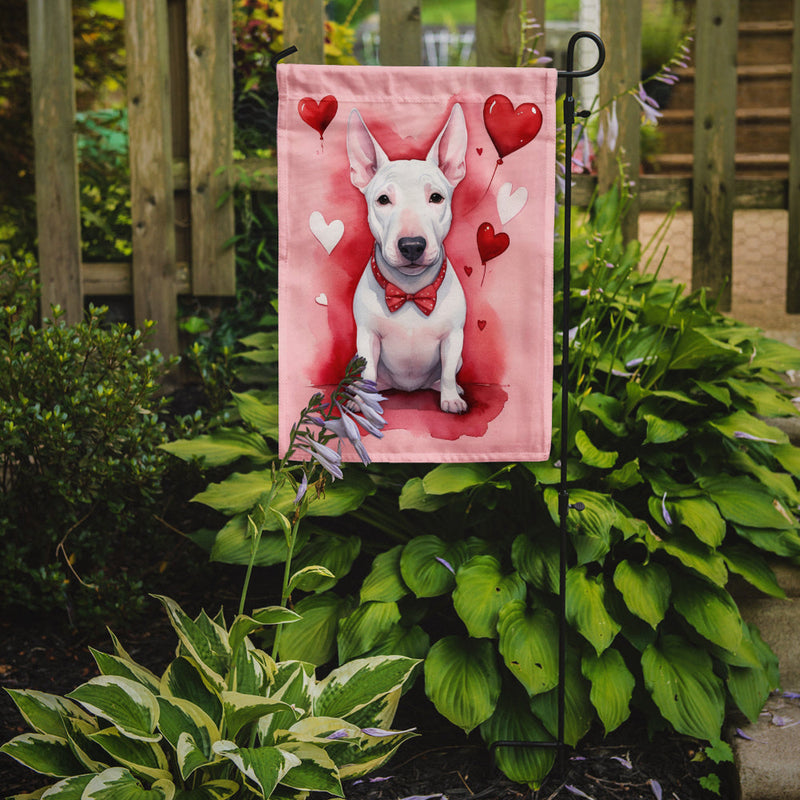 English Bull Terrier Valentine’s Day Garden Flag – Dog-Themed Heart Yard Decor
