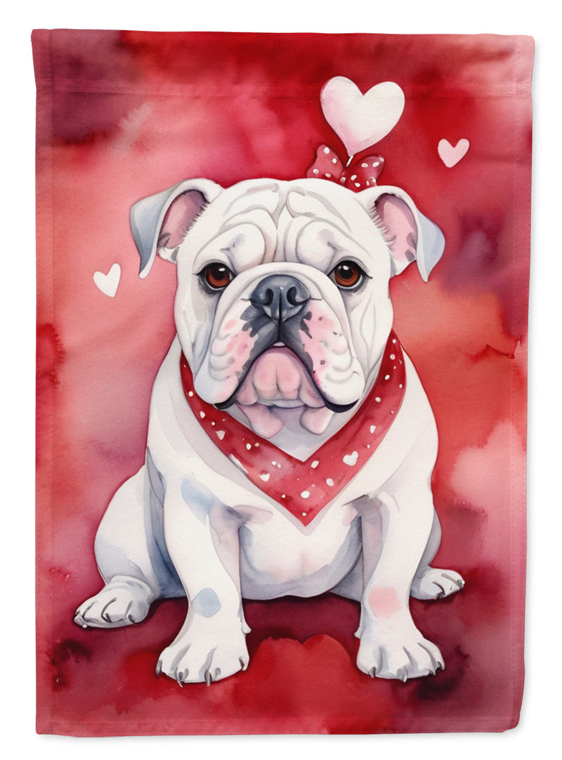 English Bulldog My Valentine House Flag