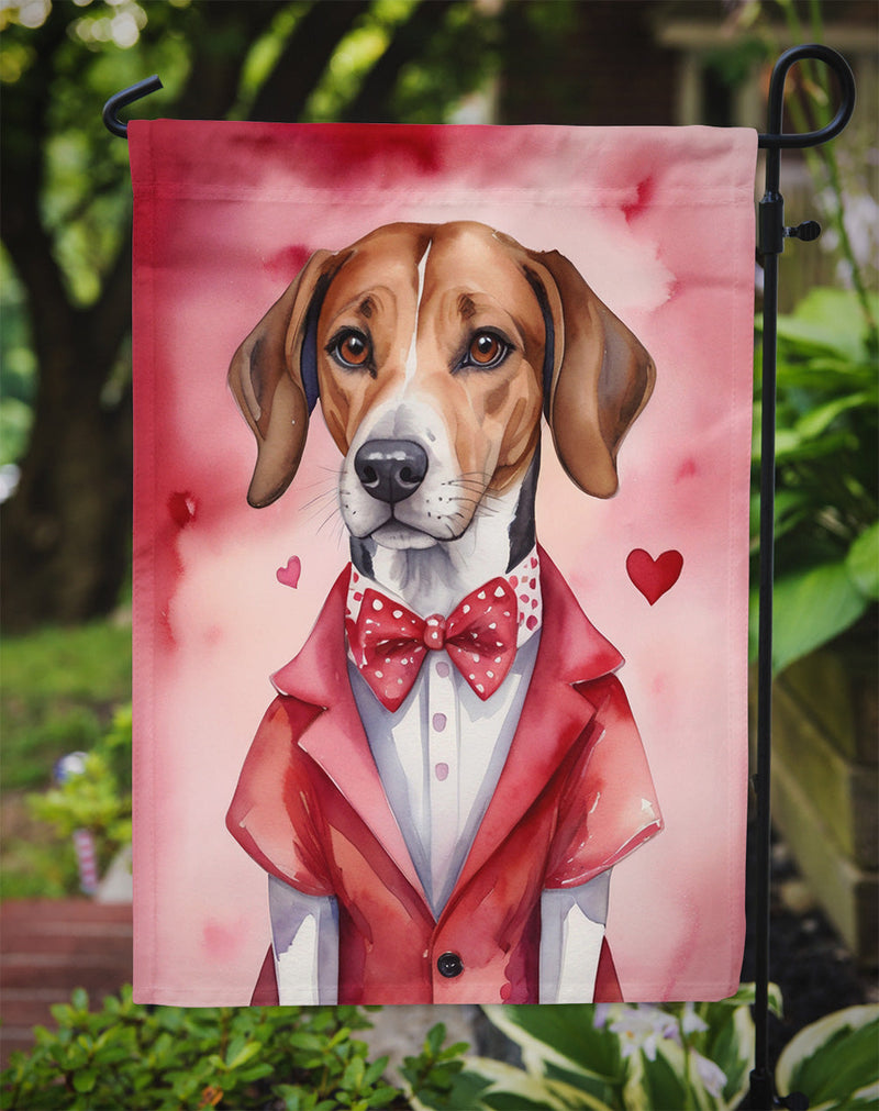 English Foxhound Valentine’s Day Garden Flag – Dog-Themed Heart Yard Decor