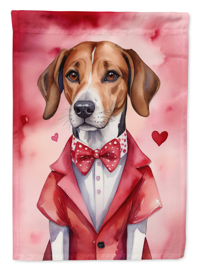 English Foxhound Valentine’s Day Garden Flag – Dog-Themed Heart Yard Decor