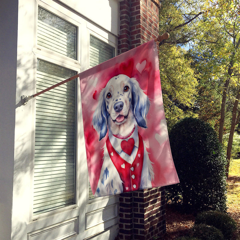 English Setter My Valentine House Flag