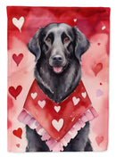 Flat-Coated Retriever Valentine’s Day Garden Flag – Dog-Themed Heart Yard Decor