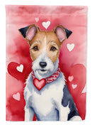 Fox Terrier Valentine’s Day Garden Flag – Dog-Themed Heart Yard Decor