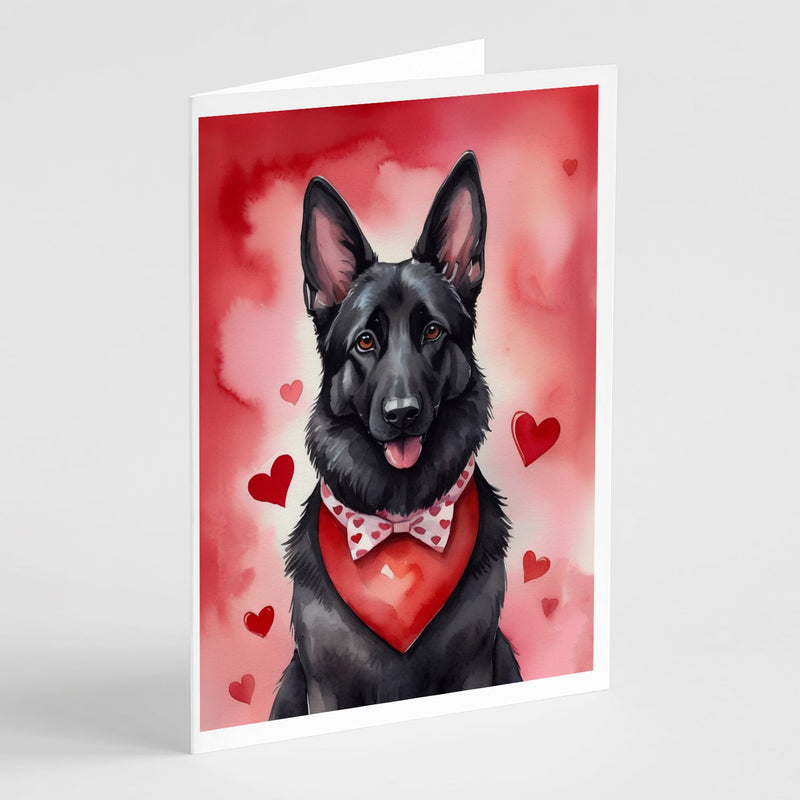 Black German Shepherd My Valentine Greeting Cards Pack of 8