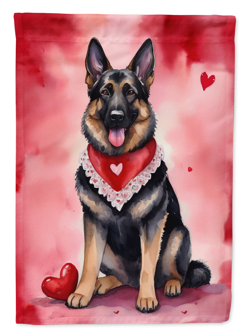 German Shepherd My Valentine House Flag