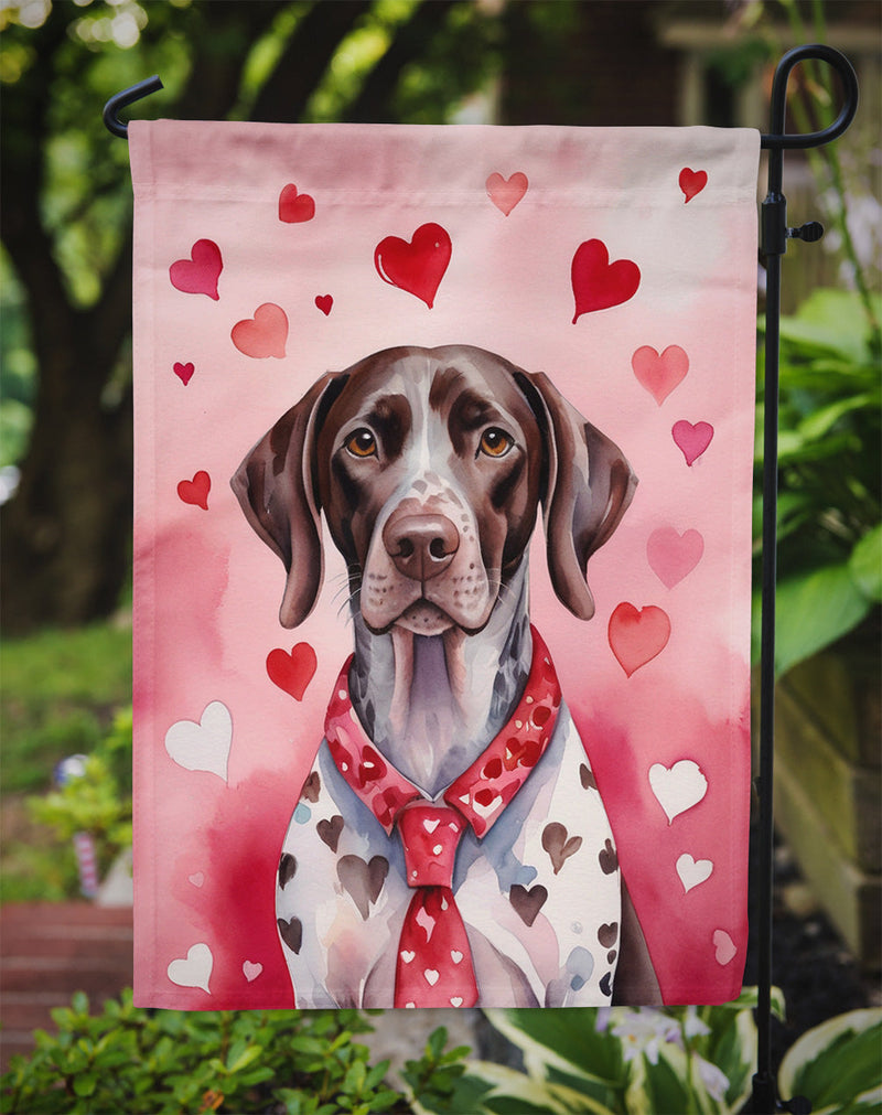 German Shorthaired Pointer Valentine’s Day Garden Flag – Dog-Themed Heart Yard Decor
