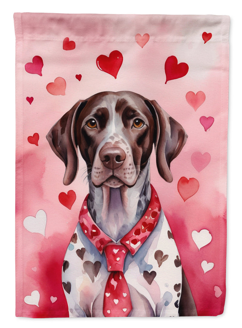 German Shorthaired Pointer Valentine’s Day Garden Flag – Dog-Themed Heart Yard Decor