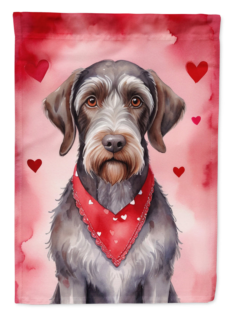 German Wirehaired Pointer My Valentine House Flag