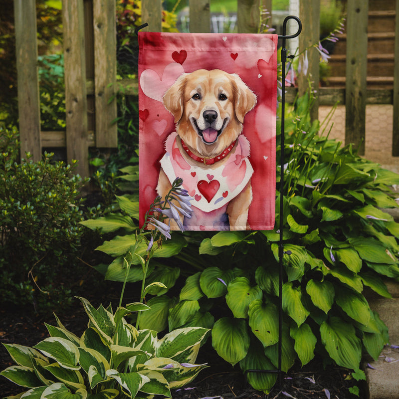 Golden Retriever Valentine’s Day Garden Flag – Dog-Themed Heart Yard Decor