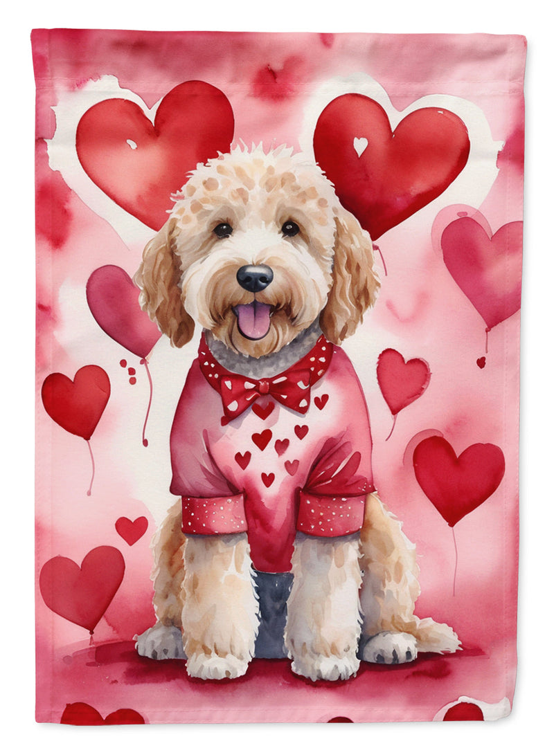 Goldendoodle My Valentine House Flag