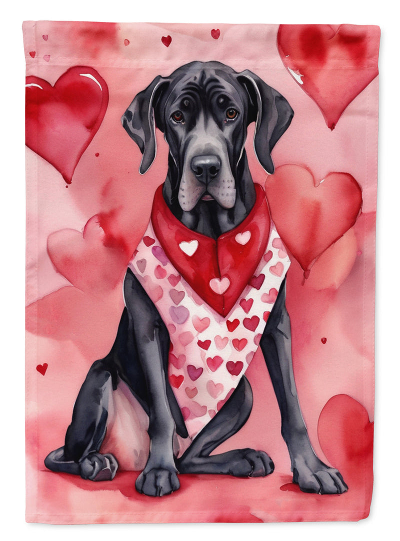 Great Dane Valentine’s Day Garden Flag – Dog-Themed Heart Yard Decor