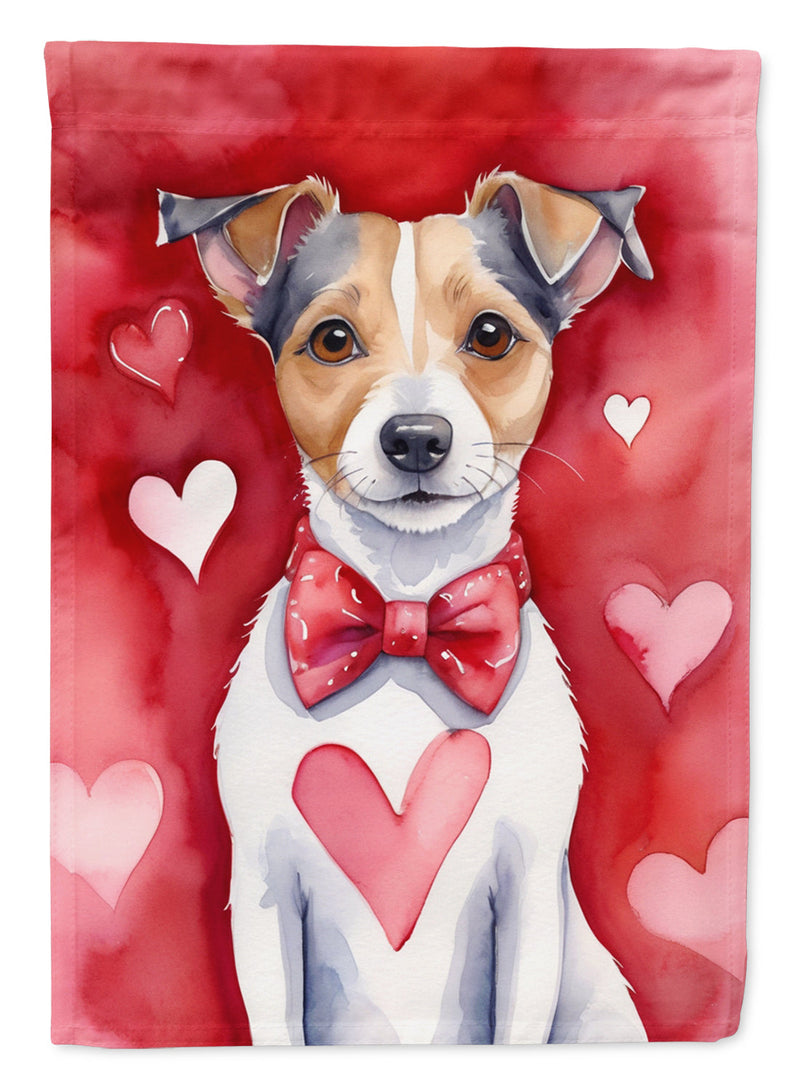 Jack Russell Terrier Valentine’s Day Garden Flag – Dog-Themed Heart Yard Decor
