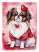 Japanese Chin Valentine’s Day Garden Flag – Dog-Themed Heart Yard Decor