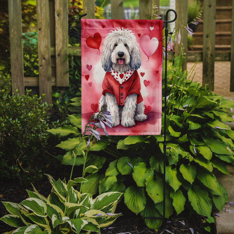 Komondor Valentine’s Day Garden Flag – Dog-Themed Heart Yard Decor