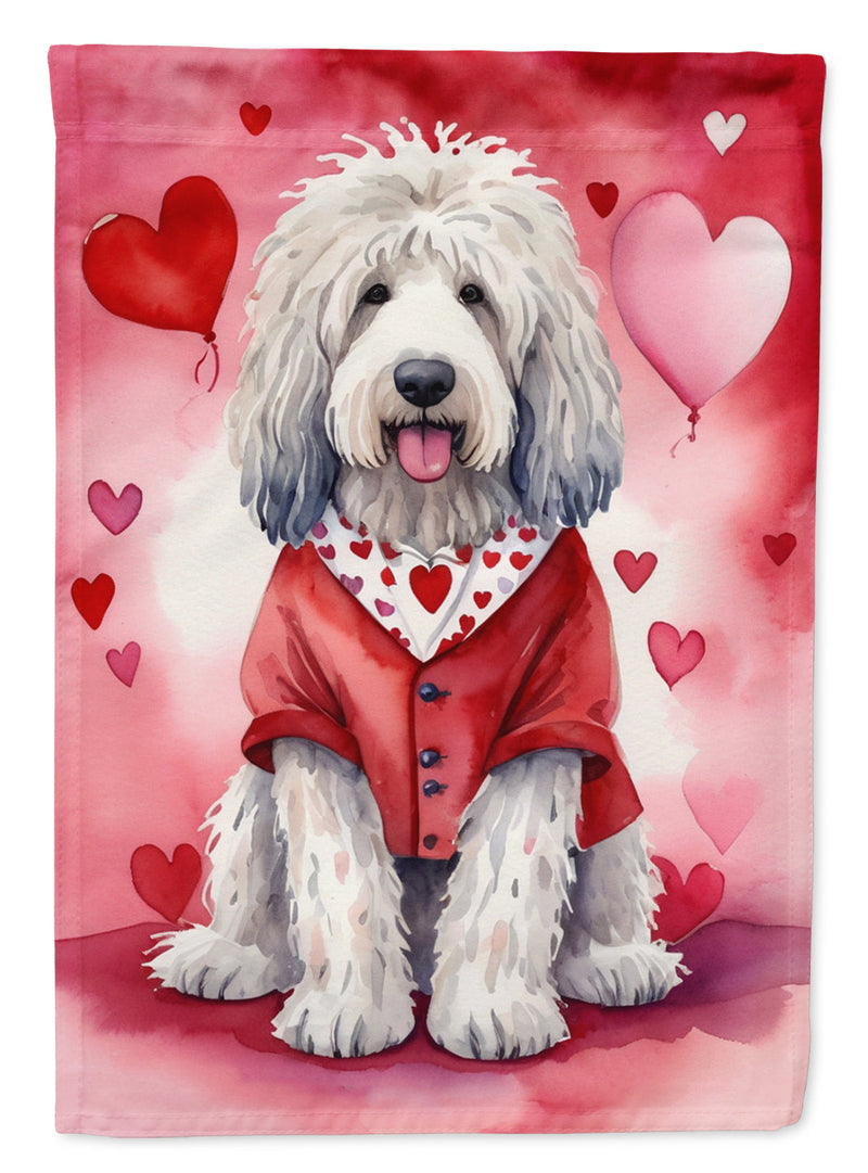 Komondor Valentine’s Day Garden Flag – Dog-Themed Heart Yard Decor