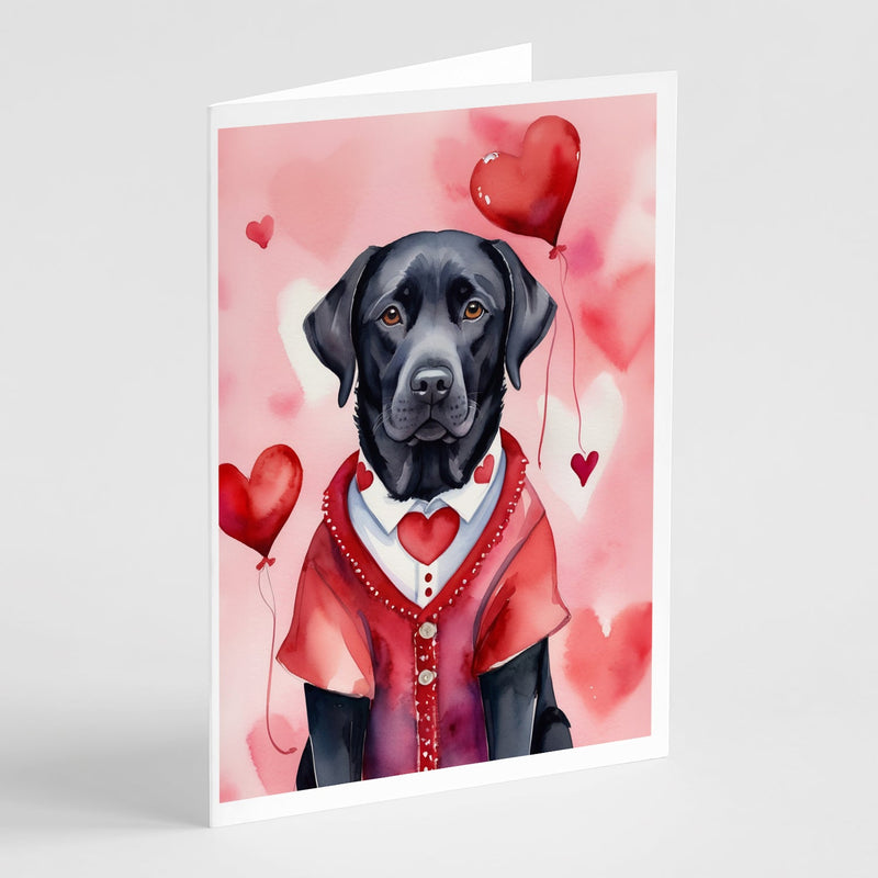 Black Labrador Retriever My Valentine Greeting Cards Pack of 8