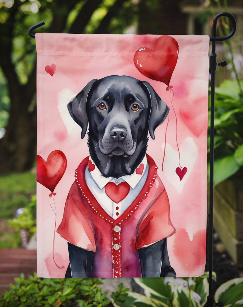 Black Labrador Retriever My Valentine Garden Flag