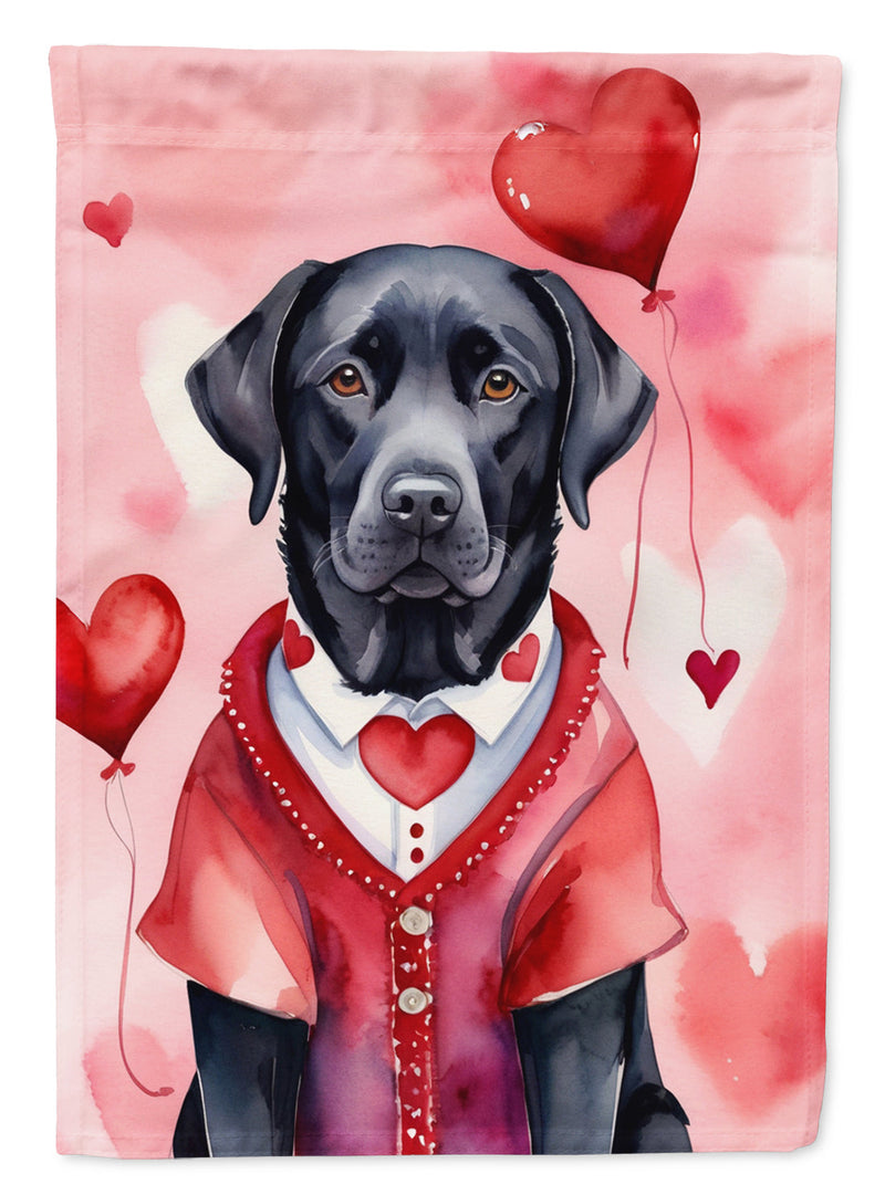 Black Labrador Retriever My Valentine Garden Flag