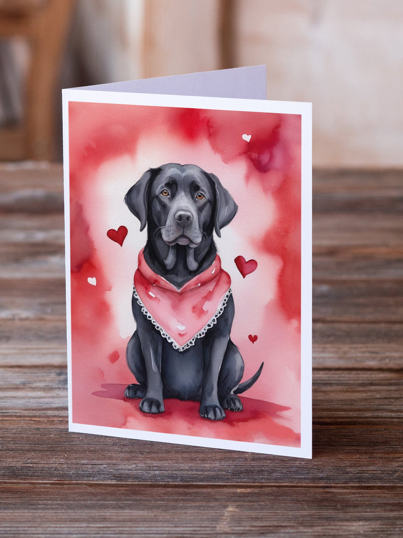 Black Labrador Retriever My Valentine Greeting Cards Pack of 8