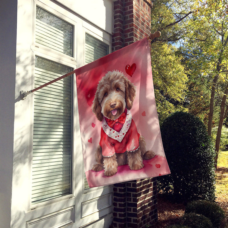 Labradoodle My Valentine House Flag