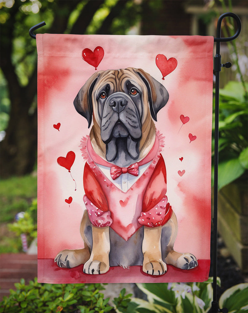 Mastiff Valentine’s Day Garden Flag – Dog-Themed Heart Yard Decor