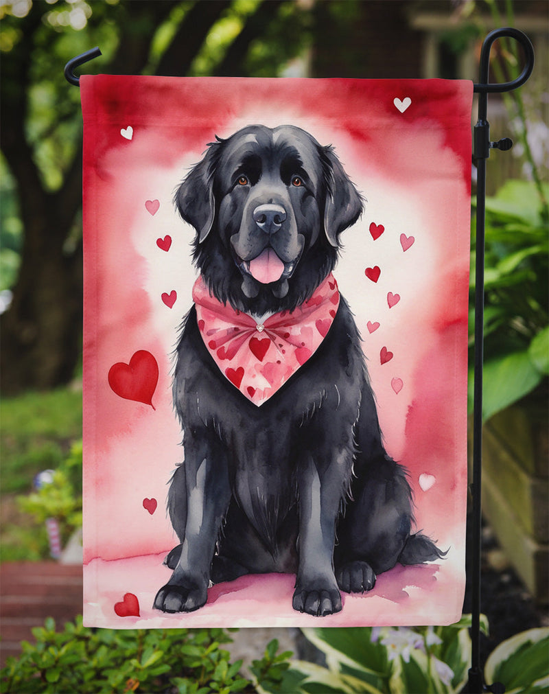 Newfoundland Valentine’s Day Garden Flag – Dog-Themed Heart Yard Decor