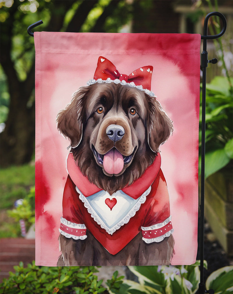 Newfoundland Valentine’s Day Garden Flag – Dog-Themed Heart Yard Decor