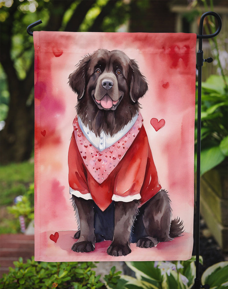 Newfoundland Valentine’s Day Garden Flag – Dog-Themed Heart Yard Decor