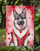 Norwegian Elkhound Valentine’s Day Garden Flag – Dog-Themed Heart Yard Decor