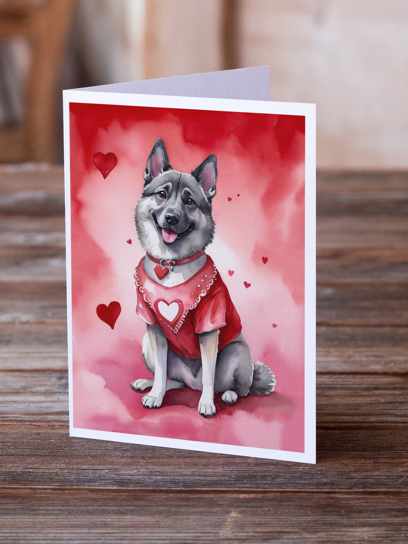 Norwegian Elkhound My Valentine Greeting Cards Pack of 8