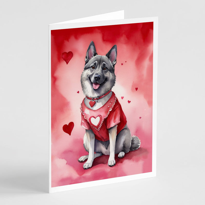 Norwegian Elkhound My Valentine Greeting Cards Pack of 8