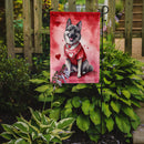 Norwegian Elkhound Valentine’s Day Garden Flag – Dog-Themed Heart Yard Decor