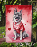 Norwegian Elkhound Valentine’s Day Garden Flag – Dog-Themed Heart Yard Decor