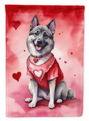Norwegian Elkhound Valentine’s Day Garden Flag – Dog-Themed Heart Yard Decor