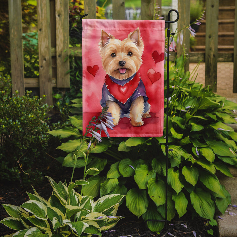 Norwich Terrier Valentine’s Day Garden Flag – Dog-Themed Heart Yard Decor