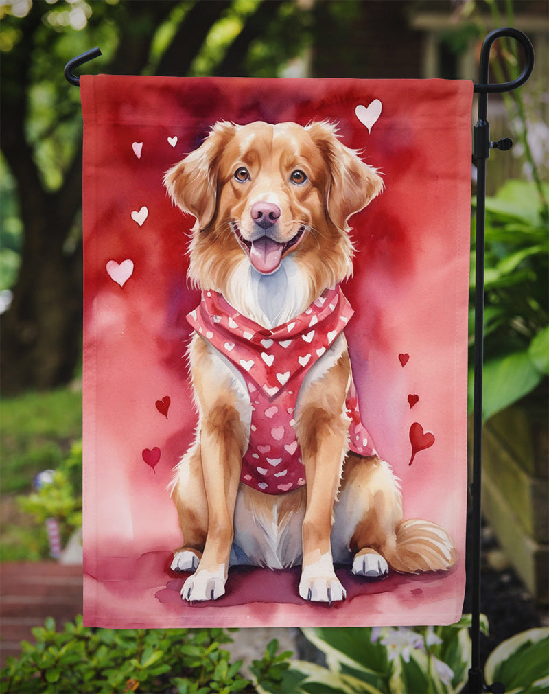 Nova Scotia Duck Tolling Retriever Valentine’s Day Garden Flag – Dog-Themed Heart Yard Decor