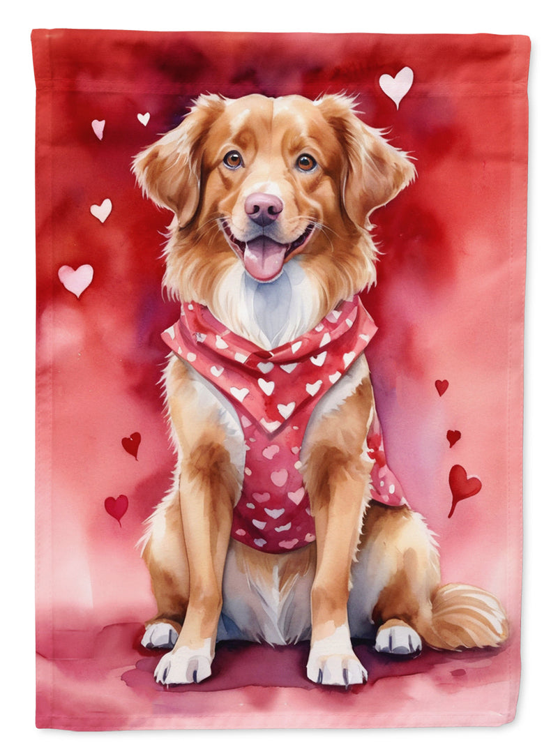Nova Scotia Duck Tolling Retriever Valentine’s Day Garden Flag – Dog-Themed Heart Yard Decor