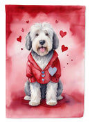 Old English Sheepdog My Valentine House Flag