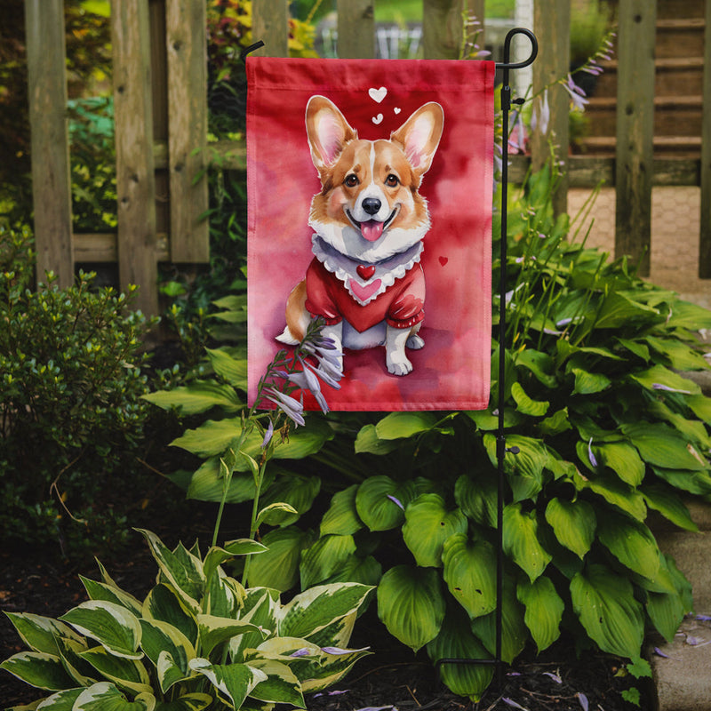 Corgi Valentine’s Day Garden Flag – Dog-Themed Heart Yard Decor