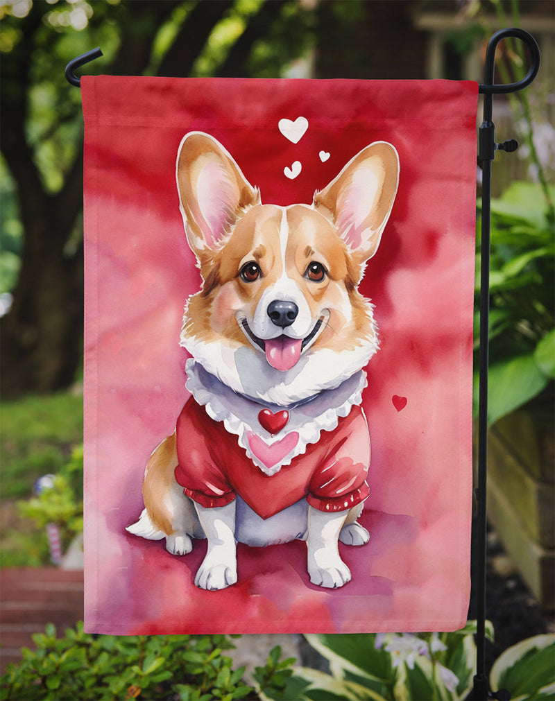 Corgi Valentine’s Day Garden Flag – Dog-Themed Heart Yard Decor
