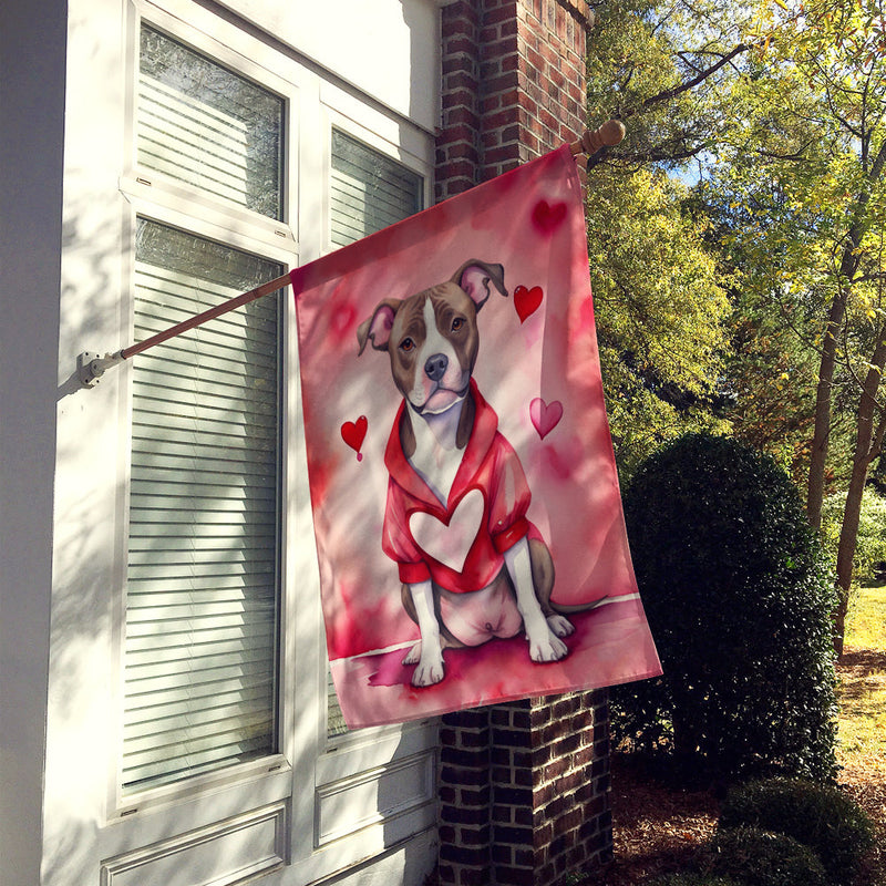 Pit Bull Terrier My Valentine House Flag
