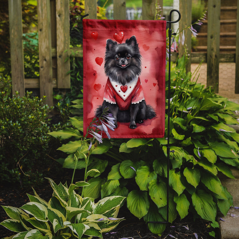 Pomeranian Valentine’s Day Garden Flag – Dog-Themed Heart Yard Decor
