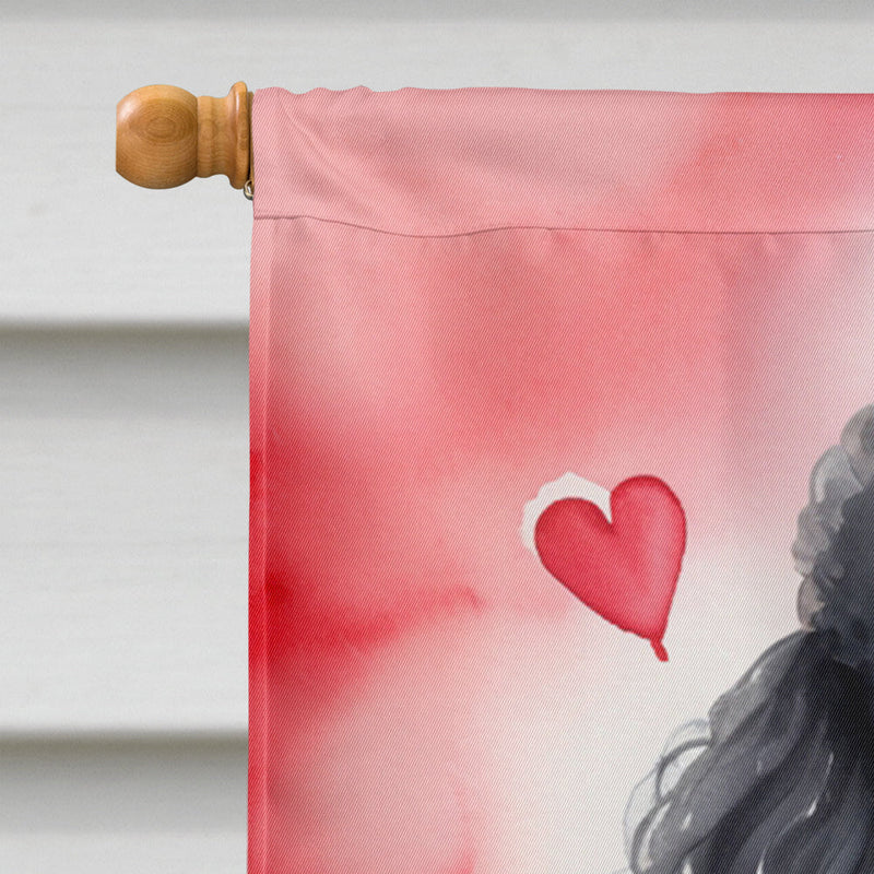 Black Poodle My Valentine House Flag