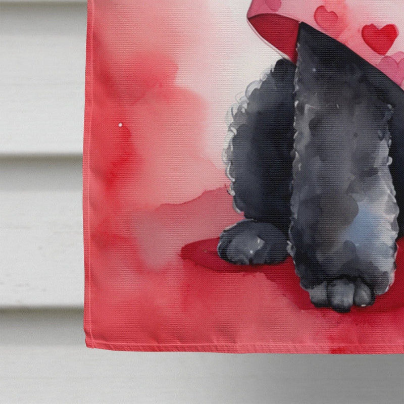 Black Poodle My Valentine House Flag