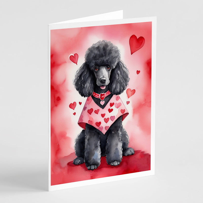 Black Poodle My Valentine Greeting Cards Pack of 8