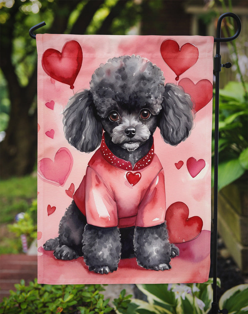 Black Poodle My Valentine Garden Flag