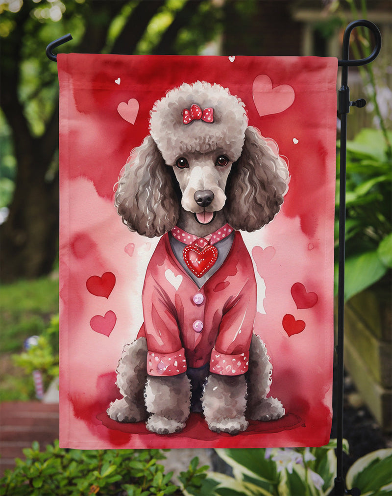 Chocolate Poodle Valentine’s Day Garden Flag – Dog-Themed Heart Yard Decor