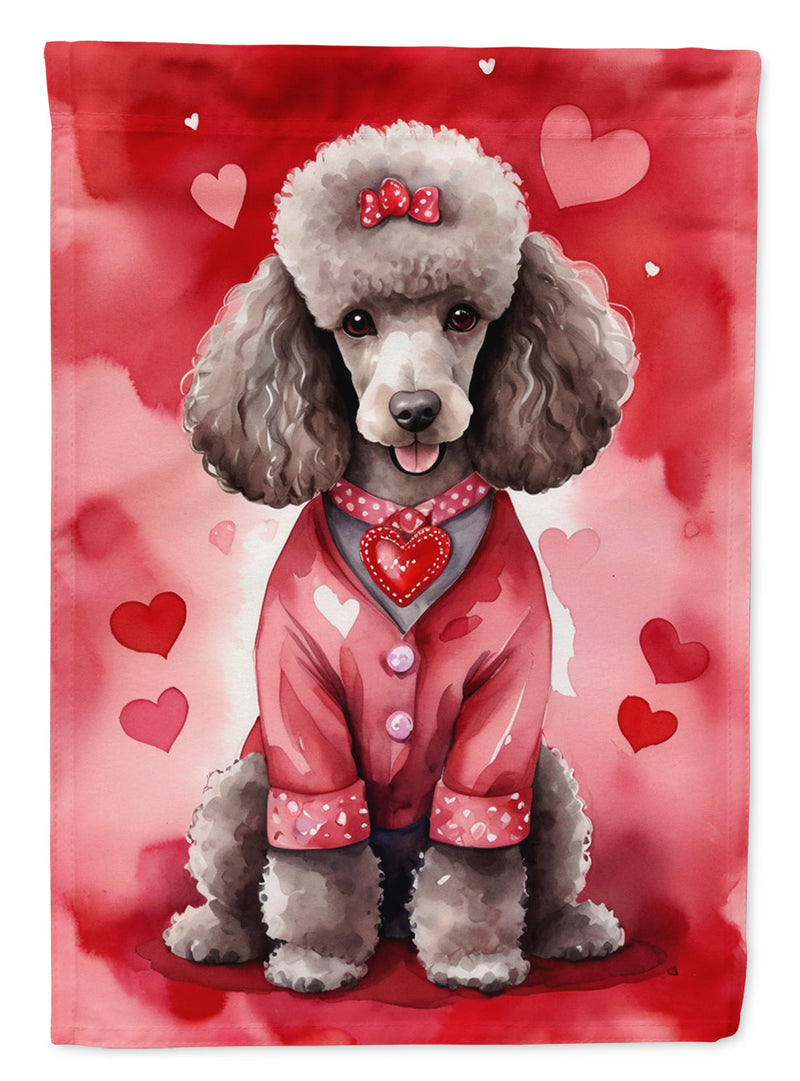 Chocolate Poodle Valentine’s Day Garden Flag – Dog-Themed Heart Yard Decor